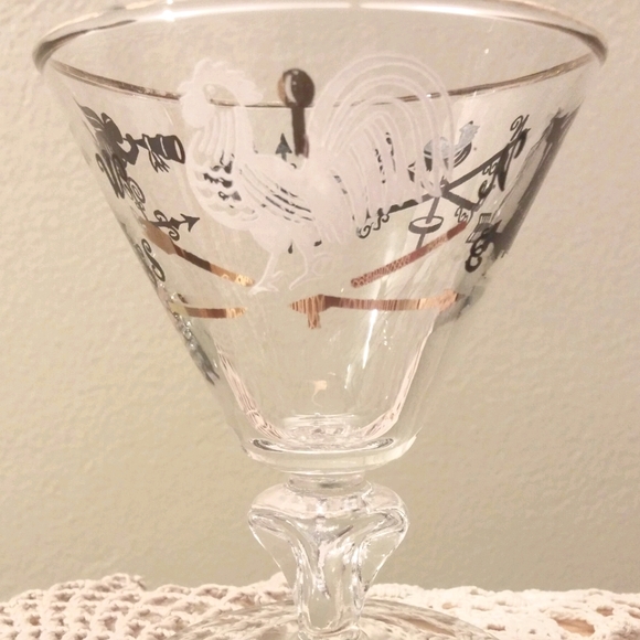 Mid Century Barware Cocktail Glass Stems Set ~ 6 - Picture 3 of 6